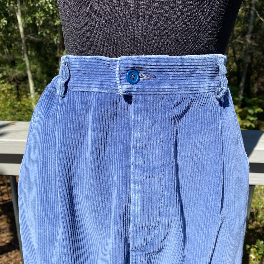 Vintage 90s Corduroy Highwaisted Blue L.L. Bean MIDI Skirt - Picture 6 of 14